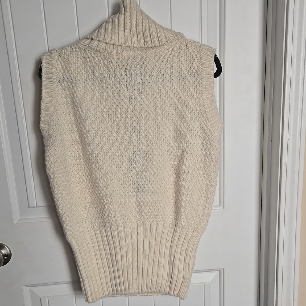 G-Star Cream Sleeveless Turtleneck Sweater Quiet Luxury Knit Layering NWT Large - Picture 6 of 7